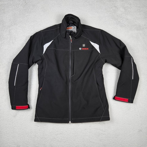 Bosch Heated Softshell Jacket Womens Medium Black Workwear Zip Pocket Reflective